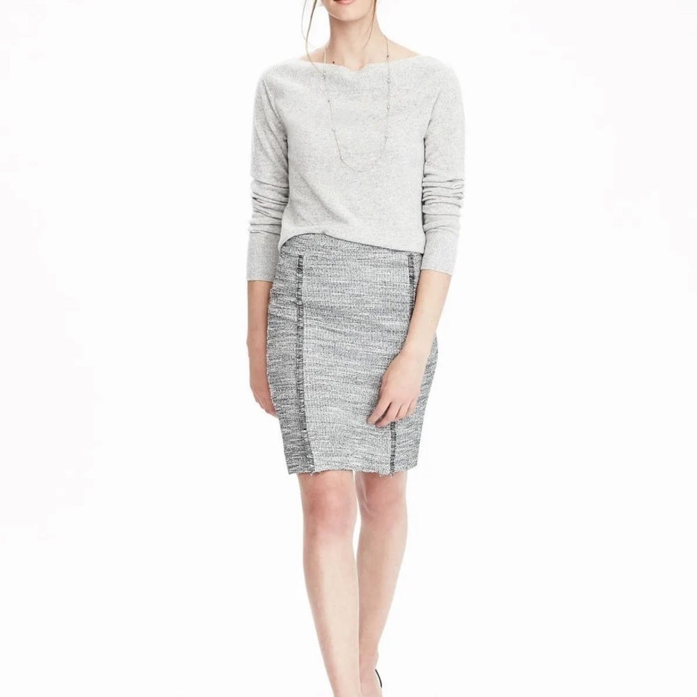 Banana Republic Boucle Fringe Skirt Color Gray Texture Size 0